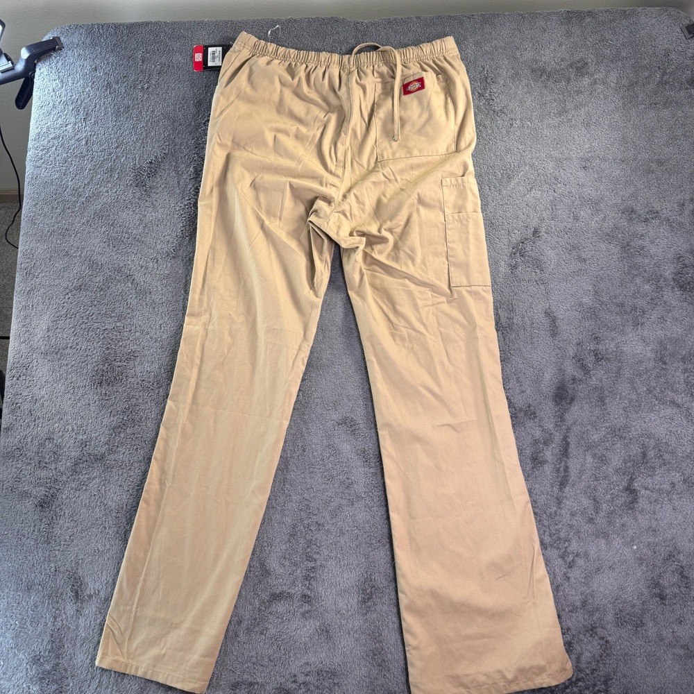 TALL Dickies Medical Scrub Pants Khaki Tan Drawstring Cargo Small 86206T KHIZ - Picture 4 of 10